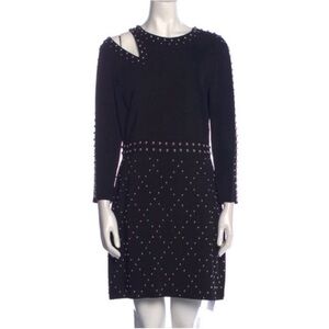 A.L.C. Black long sleeve mini dress with cutout shoulder and silver studs 2
